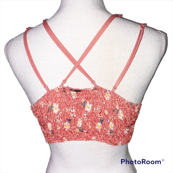 *SOLD* Victoria’s Secret PINK Daisy Floral Lace Coral Longline Bralette Large - Picture 3 of 9